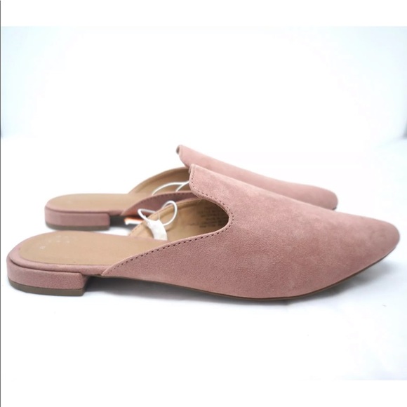 a new day Shoes - Slip On Pointed Toe Mules Flats Vegan Pink